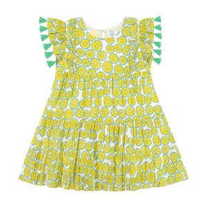 Mer St. Barth Sophie Tassel Dress Citrus Yellow Girls 100% Cotton Size 8
